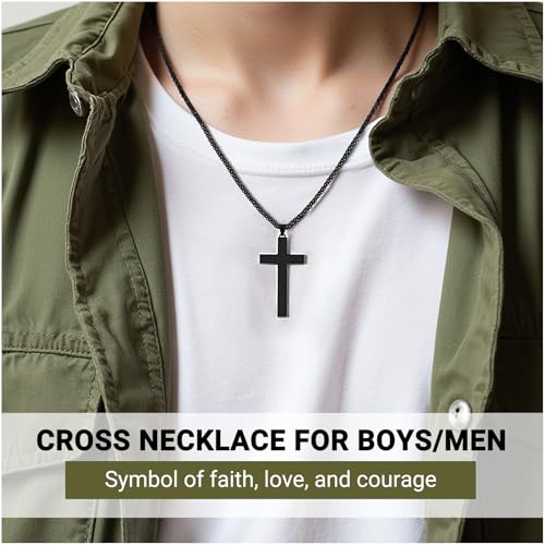 PINKDODO Cross Necklace for Men Boys, Valentines Birthday Christmas Gifts for Son Grandson Nephew Brother Boyfriend Mens2