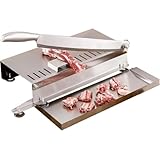 MumuElf 肉カッター 卓上 手動肉カッター 骨切りチョッパー ステンレス製 冷凍肉チョッパー 小型骨切りナイフ 取り外し可能なブレード 水洗い可能 (L - 14.5x39cm)