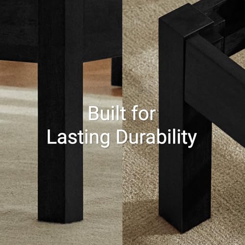 Image of LIFEMENT Full Bed Frame Classic Wood Platform, Noise Free, Under Bed Storage, No Box Spring Needed, Easy Assembly, Black