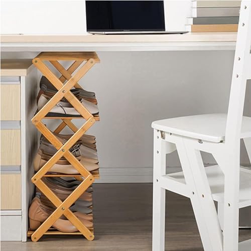 Foldable Multilayer Wooden Shoe Rack for Hallway & Bedroom SpaceSaving Shoe Organizer Easy Assembly（A,4Tier*70cm）