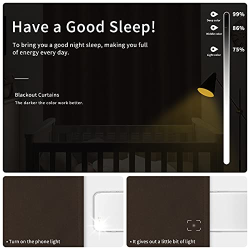 Image of Easy-Going Blackout Curtains for Bedroom, Solid Thermal Insulated Grommet and Noise Reduction Window Drapes, Room Darkening Curtains for Living Room, 2 Panels(42x63 in, Dark Brown)