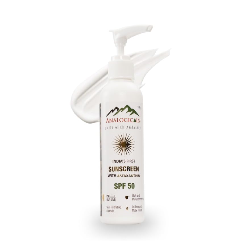 Analogicals Sunscreen SPF 50, UV Protection with Astaxanthin, 100ml