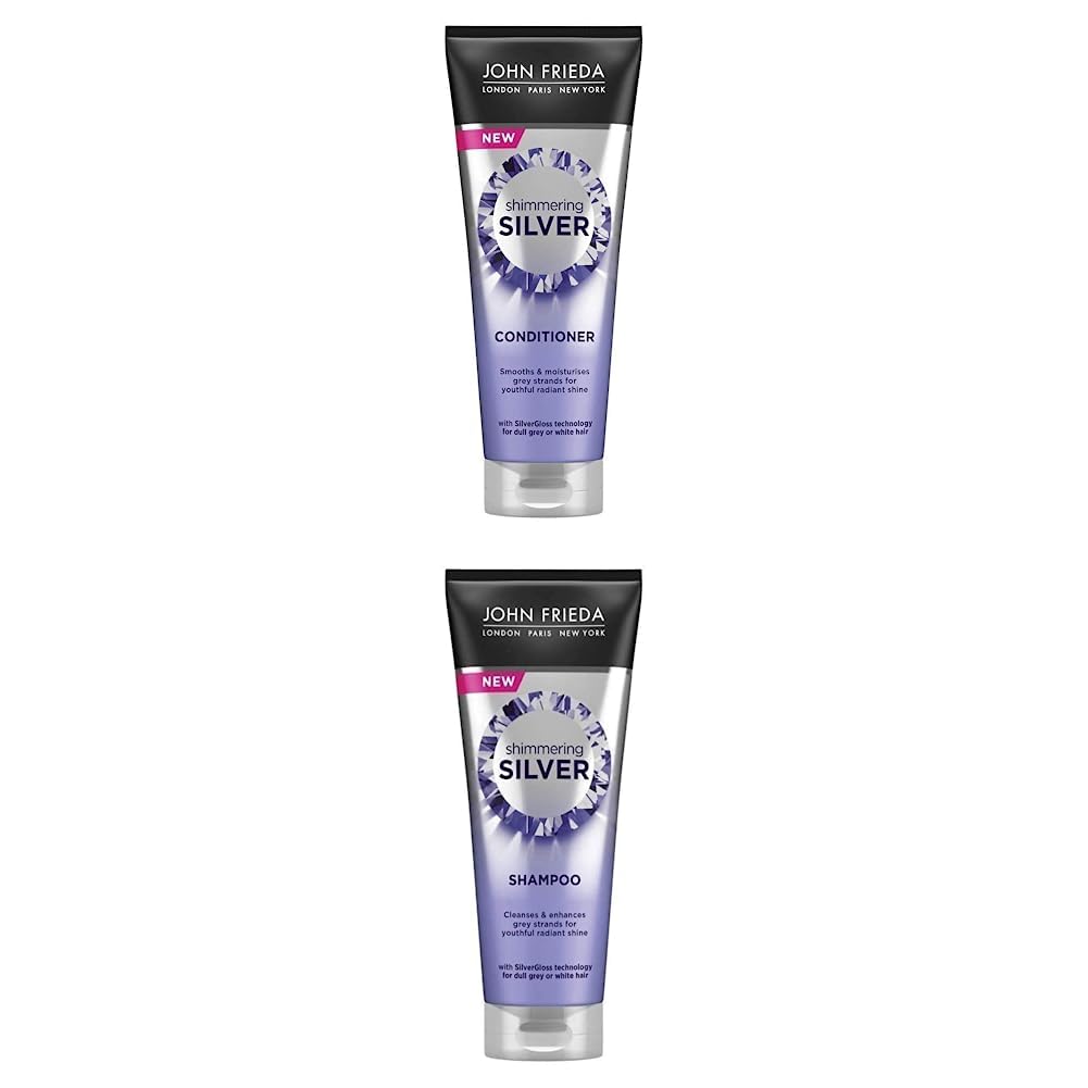 John FriedaShimmering Silver Shampoo & Condtioner: for Dull Grey, White Hair or Silver Hair with SilverGloss Technology, 2x250ml