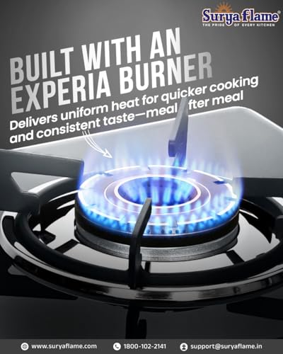 Surya Flame Creta Pro Gas Stove 4 Burners Glass Top | 5 Years Warranty | 4 Burner Stove, 4 Burner Gas Stove Glass Top with Experia Burners, Jumbo... - Image 5