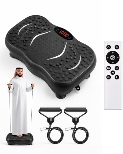 Vibration Plate Exercise Machine Up to 200 Levels 180W Motor Vibration Machine & Vibration Platform for Whole Body Vibration 120 kg Capacity | Resistance Bands | Quiet & Compact