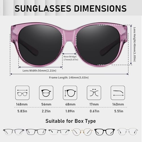 Image of HAOLOTA Fit Over Glasses Sunglasses for Women Polarized | Over Glasses Sun Glasses, UV400 Polarized Lens, Trendy Cat Eye Sunglasses, Lightweight and Flexible, Driving, Daily Use