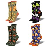 [siawadeky] ハロウィン ソックス 靴下 4ペア かぼちゃ 幽霊柄 保温性 通気性 柔らかい くつした 伸縮性あり お洒落 ハロウィンギフト 男女兼用 ワンサイズ