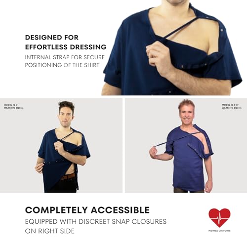 Inspired Comforts Left Shoulder & Side Access Post Surgery & Rehab Unisex Snap Shirt2