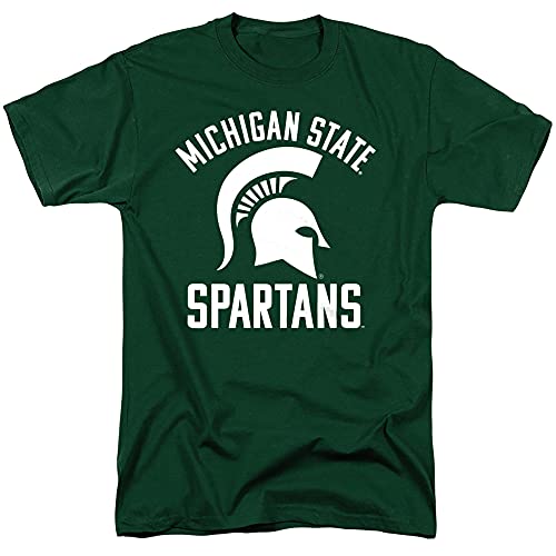 MSU Spartans Michigan State Official One Color Logo Unisex Adult T Shirt,Hunter Green, Large