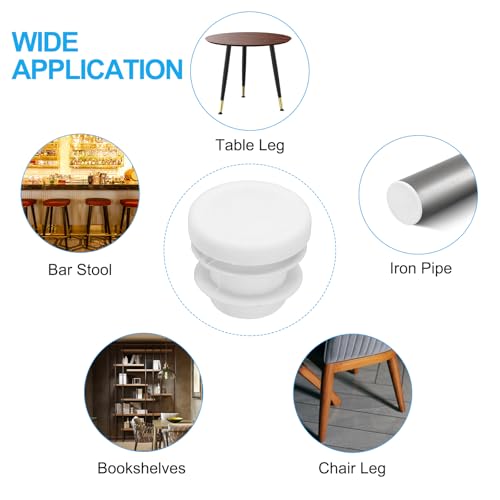 Image of PATIKIL 5 /8 inch Plastic Tubing End Caps, 20Pcs Round Hole Plug Insert for Round Iron Pipe Chair Leg Table Bookshelves Patio Furniture, White