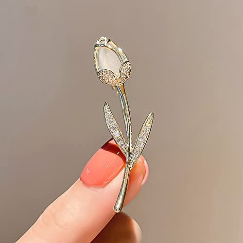 Image of Fashion Rhinestone Flower Brooches Pins Cute Pearl Crystal Floral Lapel Pin Brooch Costume Decorate Jewelry for Women Gril Gift
