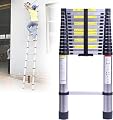 UMJIGF Telescoping Ladder, Folding Telescopic Extension Ladder, Aluminum Telescoping Ladder 12.5Ft with Stabilizer Bar, for Home Outdoor Use, Hold 330Lbs Capacity,4.4m/14.5ft,1.4m/4.5ft