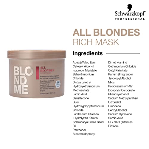 Schwarzkopf Professional 2630805 Blondme All Blondes Rich Mask – Deep Conditioning Bond Restoring Hiar Treatment - Smoothing And Nourishing For Normal To Coarse Color Treated And Natural Blonde Hair thumb #3