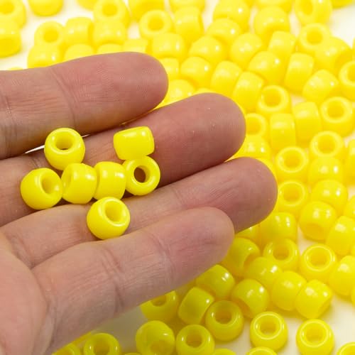 Image of Gxueshan 1000 Pcs Acrylic Pony Beads 6x9mm Bulk for Bracelet Necklace Jewelry Making Earring Hair Braiding Kandi Beads