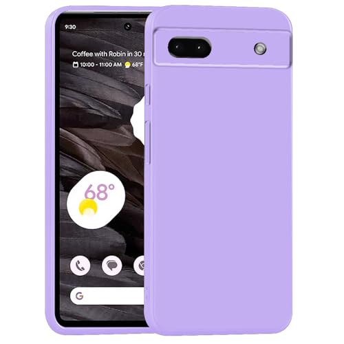 Image of amazon basics Mobile Cover for Google Pixel 7a 5G | Full Camera Protection | Premium Liquid Silicon Case | Flexible Bumper Case for Google Pixel 7a 5G (Purple)
