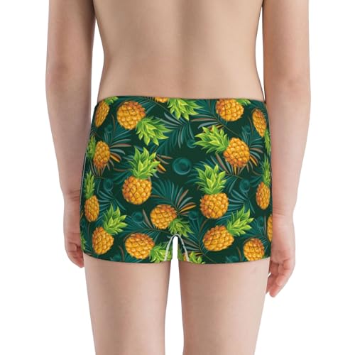 Boys' Cotton Boxer Brief Soft Underwear-Pineapples With Palm Leaves3