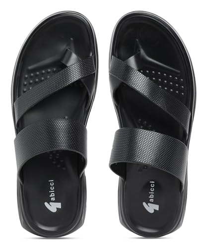 Image of Gabicci Mens Toe Loop Sandal, Slip On Entry, (Size 40-45), Full Grain Leather, Casual Lounging Sandal, PU Sole, Flat Heel, Hope