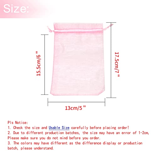 Image of Dealglad 50pcs Drawstring Organza Jewelry Candy Pouch Christmas Wedding Party Favor Gift Bags (5x7, Pink)