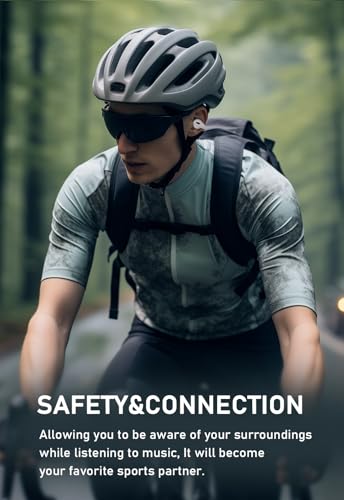 TONEMAC Q7 Open Ear Kopfhörer Bluetooth,EarClip Bluetooth 5.3 Kopfhörer,Kabellos Bluetooth Kopfhörer mit ENC Mikrofon,34H Deep Bass Wireless Earbuds Ohrhörer,zum Radfahren, Fahren, Laufen (Weiß) – Bild 5