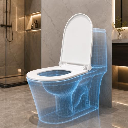 Image of KrissKross White Round Toilet Seat Cover | Western EWC Commode | Soft Close Technology | Heavy-Duty PP | Adjustable Hinges | Easy Installation