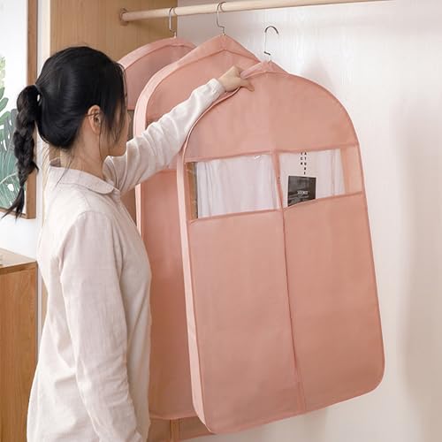 3Pcs Garment Bags for Hanging Clothes Suit Bags, Suit Garment Travel Bags, Clear Hanging Garment Bag (Coffee, 60 * 108)4