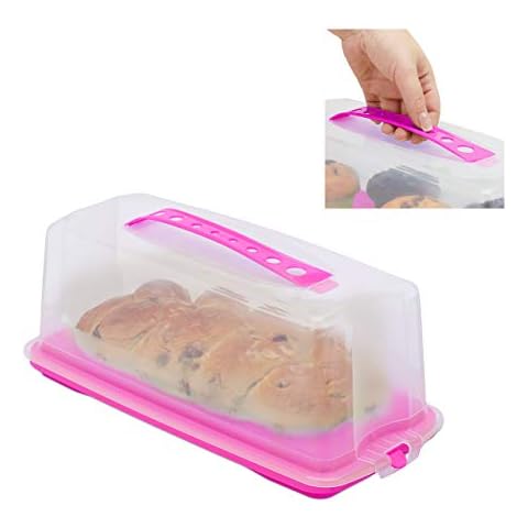 Relaxdays Porta Tartas Rectangular con Tapa Rosa Cover