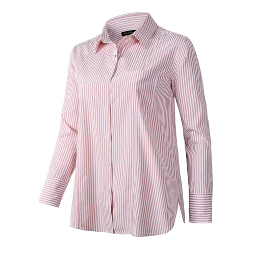 Beninos Striped Button Down Shirts for Women Dress Shirts Long Sleeve Casual Collared Office Work Shirt with Pocket