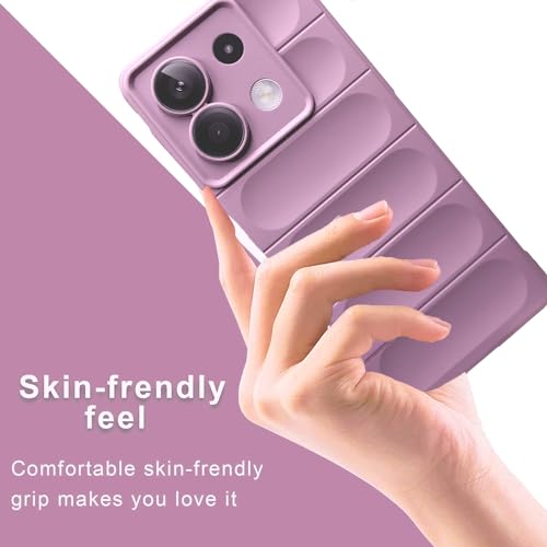 Image of A rtistque Liquid Silicone Stripes Back Cover Case for Mi Redmi Note 13 5G | with Camera Protection | with Inner Fabric | Anti Slip Grip | AirBag Case - Purple