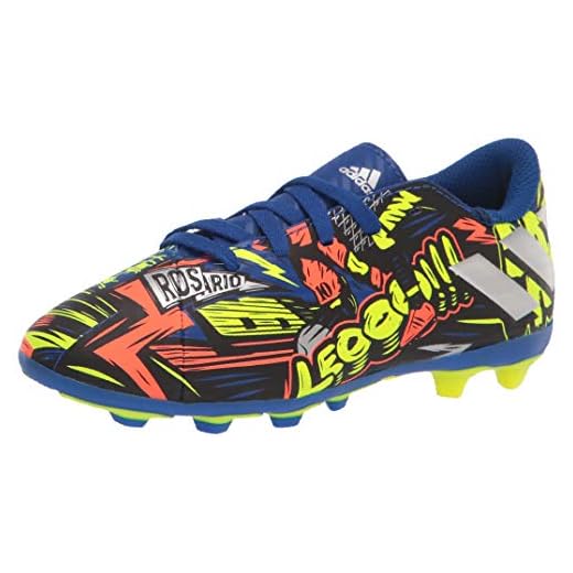 adidas Boy's Nemeziz Messi 19.4 Firm Ground Soccer Shoe, Royal Blue/Silver/Yellow, 3 Little Kid