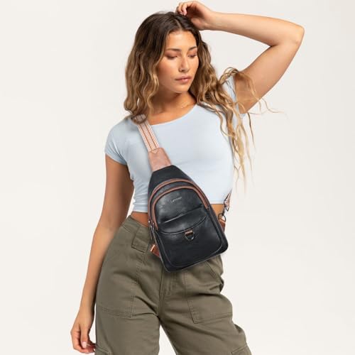 Image of LATMAP 7L Sling Bag for Women Men Crossbody Belt Bag Small Travel Sling Backpack Anti Theft Chest Daypack Purse Faux Leather