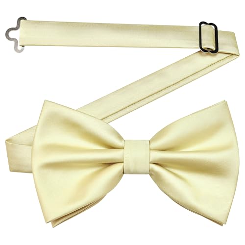 Image of GUSLESON Men's 3-pc Solid Color Bow Tie Gift Set - Double‑Fold Pre-Tied Bow Tie, Pocket Square, Cufflinks - Wedding Formal Party