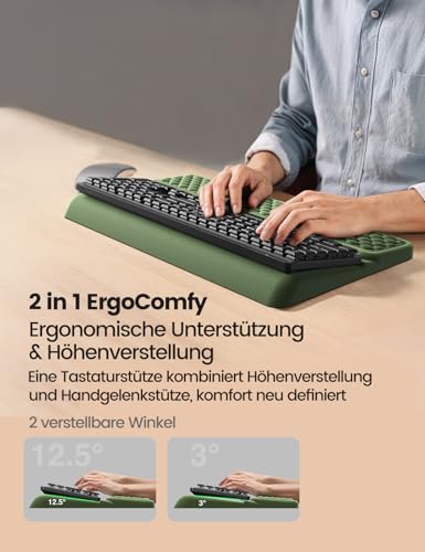 Image of Vaydeer Wrist Rest with Keyboard Stand, Computer Wrist Support Pad, Ergonomic Keyboard Riser Holder Lifter Tray with Wrist Pad, Soft Memory Foam Desk Cushion, Palm Hand Typing for Office Home School