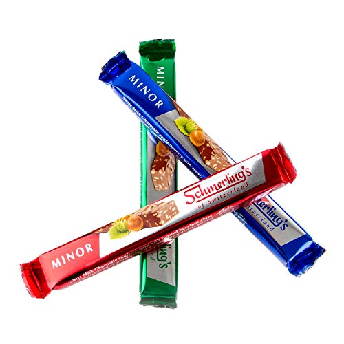 Schmerling's MINOR Premium Swiss Chocolate - Milk Chocolate Bars - Roasted Hazelnuts - Praline Filled Chocolates - GMO Free - Kosher Chocolate For Passover OU - 22g per unit - Pack of 30 chocolate bars