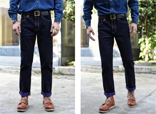 Men’S Vintage Slim Fit Tapered Double Sided Dyeing Selvedge Denim Full Length Jeans Zipper Fly Midweight Daily Wear Rivet4