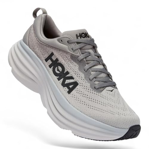 HOKA HOKA Men's Bondi 8 Max Cushioned Shoes (Sharkskin/Harbor Mist, US Footwear Size System, Adult, Men, Numeric, Wide, 8)