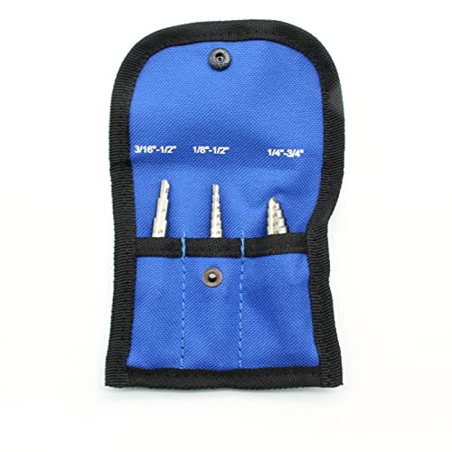 Image of TEMO 3 pc M35 Cobalt Double Straight Flute Step Drill Double Cut Unibit Total 28 Step: 3 /16 Inch - 1 /2 Inch 6 Step, 1 /4 Inch -3 /4 Inch 9 Step, 1 /8 Inch -1 /2 Inch 13 Step