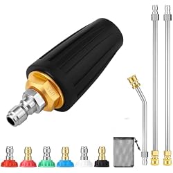Gyfent Turbo Nozzle Pressure Washer, 4000PSI Nozzles with Extension Wand & 6PCS Spray Tips 360° Rotating Pressure Washer Turbo Nozzle for Garden Gutter Car Washing(4.0GPM)