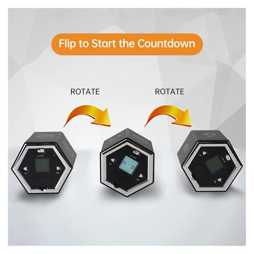 Minuterie cube numérique à capteur de gravité noir à écran LED