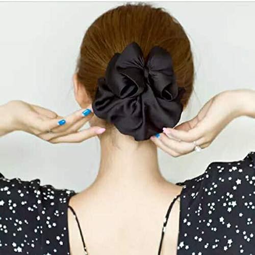 Women Hair Clip, Professional Hair Bun Cover, Barrettes Net Snood Hairnet 3D Bow Bow-knot Decor Hair Clip Hairnet,Black - Image 5