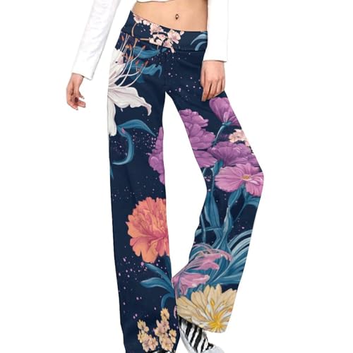 FYDDURN Patchwork Pants Wide Leg Yoga Pants for Women Japanese