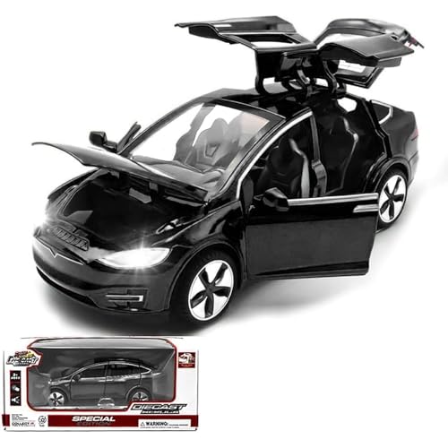 TOPRON Tesla Model X 1:32 Miniature Voiture, Modèle de Voiture Jouet de Alliage, avec Fonction de Rétractation, Lumières et Musique, Mini-Jouet de Véhicule comme...