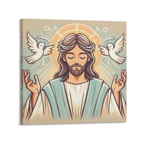 Poster chrétien dessin animé couronne d'épines sur toile esthétique haut de gamme