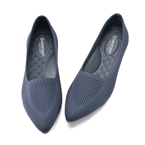 Image of Buyrew Pointy Toe Flats for Womens Slip On Ballet Dress Low Wedge Casual Comfortable Walking Shoes