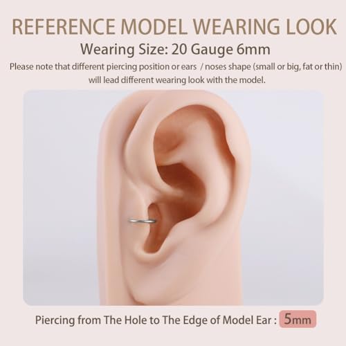 Image of FANSING Men Women 316L Surgical Steel Hinged Nose Rings Hoop for Nostril Septum Cartilage Helix Daith Tragus Rook Conch Lip Ear Lobe Piercings