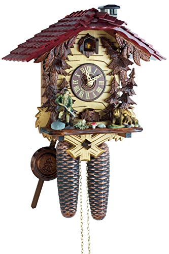 von Eble Uhren-Park Kuckucksuhr Original Schwarzwälder Kuckuckuhr Echtholz mechanisches 8-Tage Laufwerk NEU VDs Zertifikat Schneider Anton Söhne -Jäger & Bären 29cm- 8T 180/9 Cover