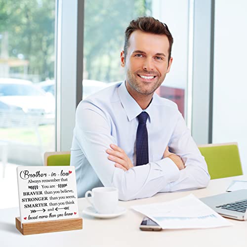 Mimorou Sister In Law Brother Gift Positive Decoration Plaque With Wooden Stand Inspirational For From On Birthday Christmas Thanksgiving Day (Brother) #TOP4