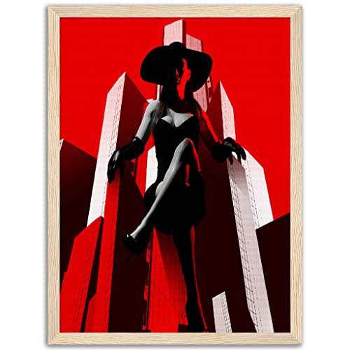 Impression d'art encadrée bois de qualité tableau femme alpha rouge
