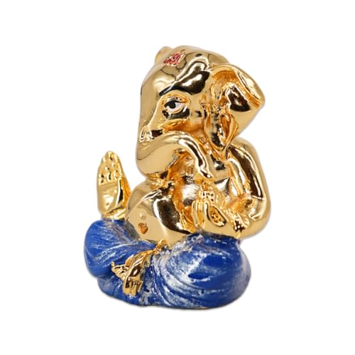 Image of Gold Plated Appu Ganesha | Ganpati Murti Idol for Car Dashboard, Office Desk, Home Temple & Gifting |Blessings & Prosperity |Positivity Good Luck & Success | Height 2.7 Inch