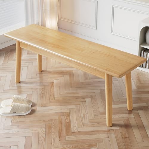 Banco de Madera Maciza, Banco Estrecho para Entrada, Banco de Madera para Mesa de Comedor, Asiento de Banco para Zapatos, Banco de Extremo de Cama de Mediados de Siglo, Banco de Dormitorio p