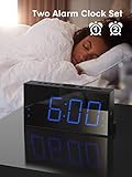 ROCAM Loud Alarm Clock with Bed Shaker for Heavy Sleepers, Vibrating Dual Alarm for Hearing-Impaired, Deaf, 7.5'' Screen, 12/24H, DST, Snooze, 5 Dimmer, 5 Volume Levels-Blue - Image 4